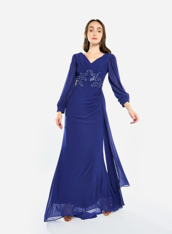 House of Moda Women Flowing Cape Embellished Maxi Dress - Image 2